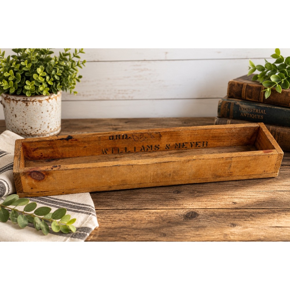 Vintage Williams & Meyer Wood Industrial Parts Tray 20" Primitive Chicago
